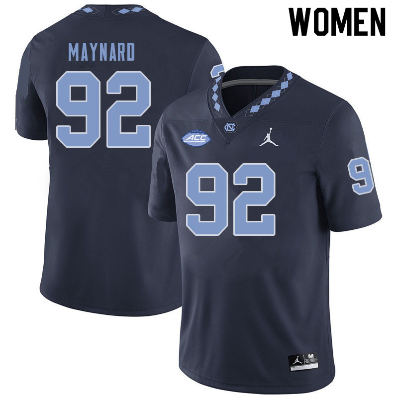 Women #92 Cole Maynard North Carolina Tar Heels College Football Jerseys Sale-Navy